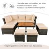 U_STYLE Patio Furniture Set, 10 Piece Outdoor Conversation Set, CoffeeTable with Ottomans, Solid wood coffee table