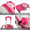 2 PCS Kids Luggage Set, 12" Backpack and 16" Spinner Case with 4 Universal Wheels, Travel Suitcase for Boys Girls, Pink with Animal Patterns