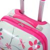 2 PCS Kids Luggage Set, 12" Backpack and 16" Spinner Case with 4 Universal Wheels, Travel Suitcase for Boys Girls, Pink with Animal Patterns