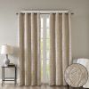 Knitted Jacquard Damask Total Blackout Grommet Top Curtain Panel(Only 1 Pc Panel)