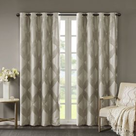 Ogee Knitted Jacquard Total Blackout Curtain Panel(Only 1 Pc Panel) (Color: as Pic)